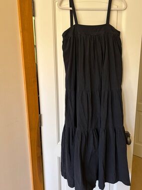 Classic Black Tiered Maxi Dress with Adjustable Straps